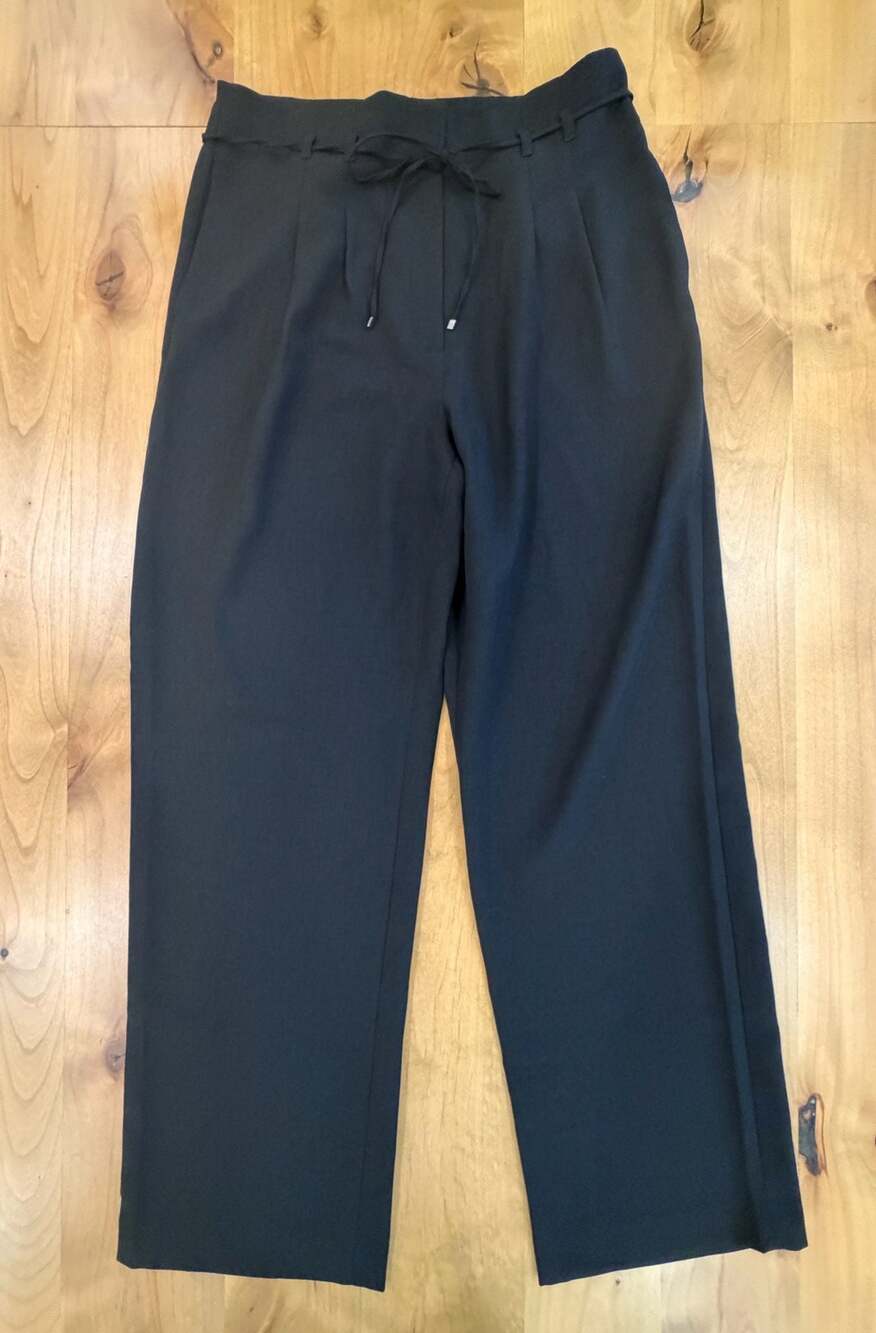 H&M Black Pleated Drawstring Wide Leg Trousers Size US 10